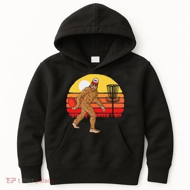 Bigfoot Disc Golf Cryptid Sasquatch Disc Golfer Kids Hoodie