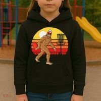 Bigfoot Disc Golf Cryptid Sasquatch Disc Golfer Kids Hoodie thumb 3