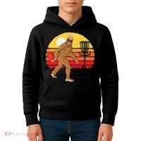 Bigfoot Disc Golf Cryptid Sasquatch Disc Golfer Kids Hoodie thumb 4