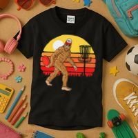 Bigfoot Disc Golf Cryptid Sasquatch Disc Golfer Kids T-Shirt thumb 3