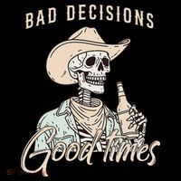 Bad Decisions Good Times Skeleton Cowboy Women's Hoodie thumb 2