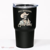Bad Decisions Good Times Skeleton Cowboy Tumbler thumb 0
