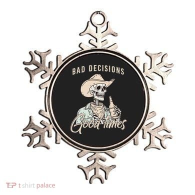 Bad Decisions Good Times Skeleton Cowboy Ornament