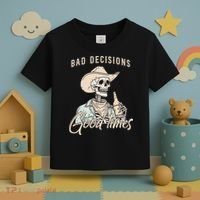 Bad Decisions Good Times Skeleton Cowboy Toddler T-Shirt thumb 3
