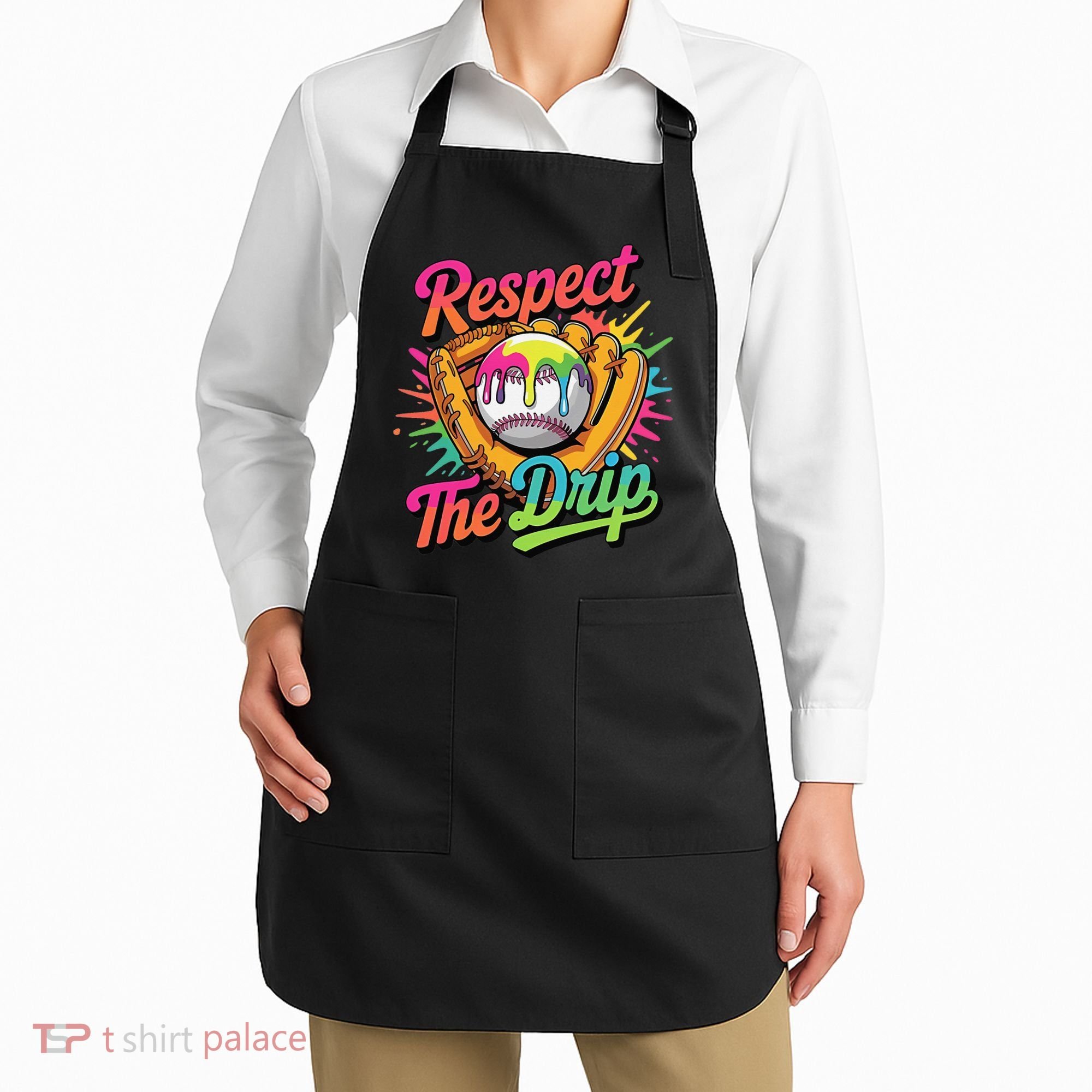 Baseball Drip Home Plate Ice Cream Respect The Drip Apron