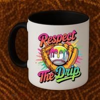 Baseball Drip Home Plate Ice Cream Respect The Drip Coffee Mug thumb 2