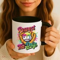 Baseball Drip Home Plate Ice Cream Respect The Drip Coffee Mug thumb 3