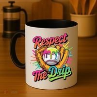Baseball Drip Home Plate Ice Cream Respect The Drip Coffee Mug thumb 4
