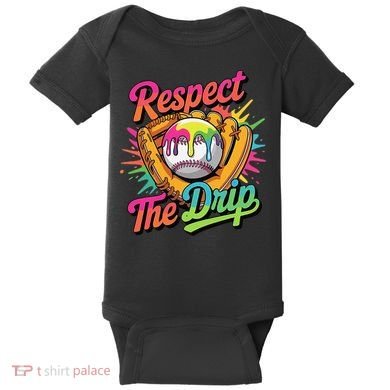 Baseball Drip Home Plate Ice Cream Respect The Drip Baby Bodysuit