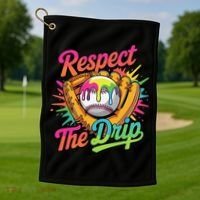 Baseball Drip Home Plate Ice Cream Respect The Drip Golf Towel thumb 1