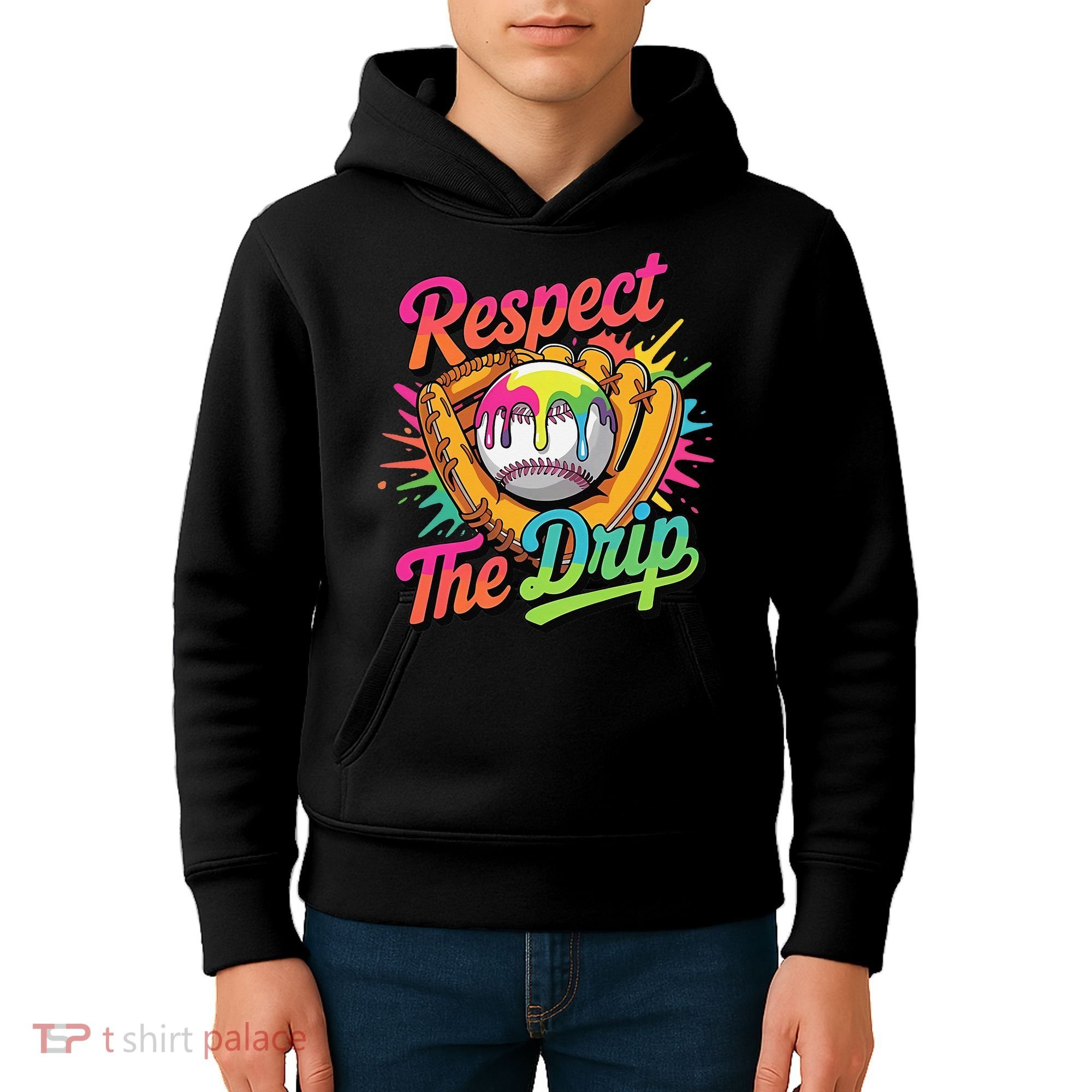Baseball Drip Home Plate Ice Cream Respect The Drip Kids Hoodie