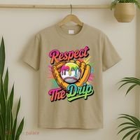 Baseball Drip Home Plate Ice Cream Respect The Drip T-Shirt thumb 2