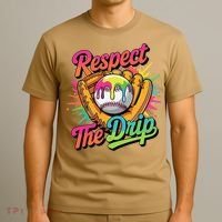 Baseball Drip Home Plate Ice Cream Respect The Drip T-Shirt thumb 3