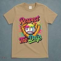 Baseball Drip Home Plate Ice Cream Respect The Drip T-Shirt thumb 5