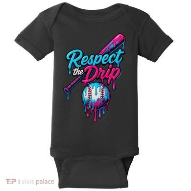 Baseball Drip Home Plate Sports Respect The Drip Baby Bodysuit