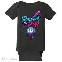 Baseball Drip Home Plate Sports Respect The Drip Baby Bodysuit thumb 0