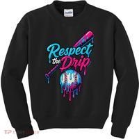 Baseball Drip Home Plate Sports Respect The Drip Kids Sweatshirt thumb 0