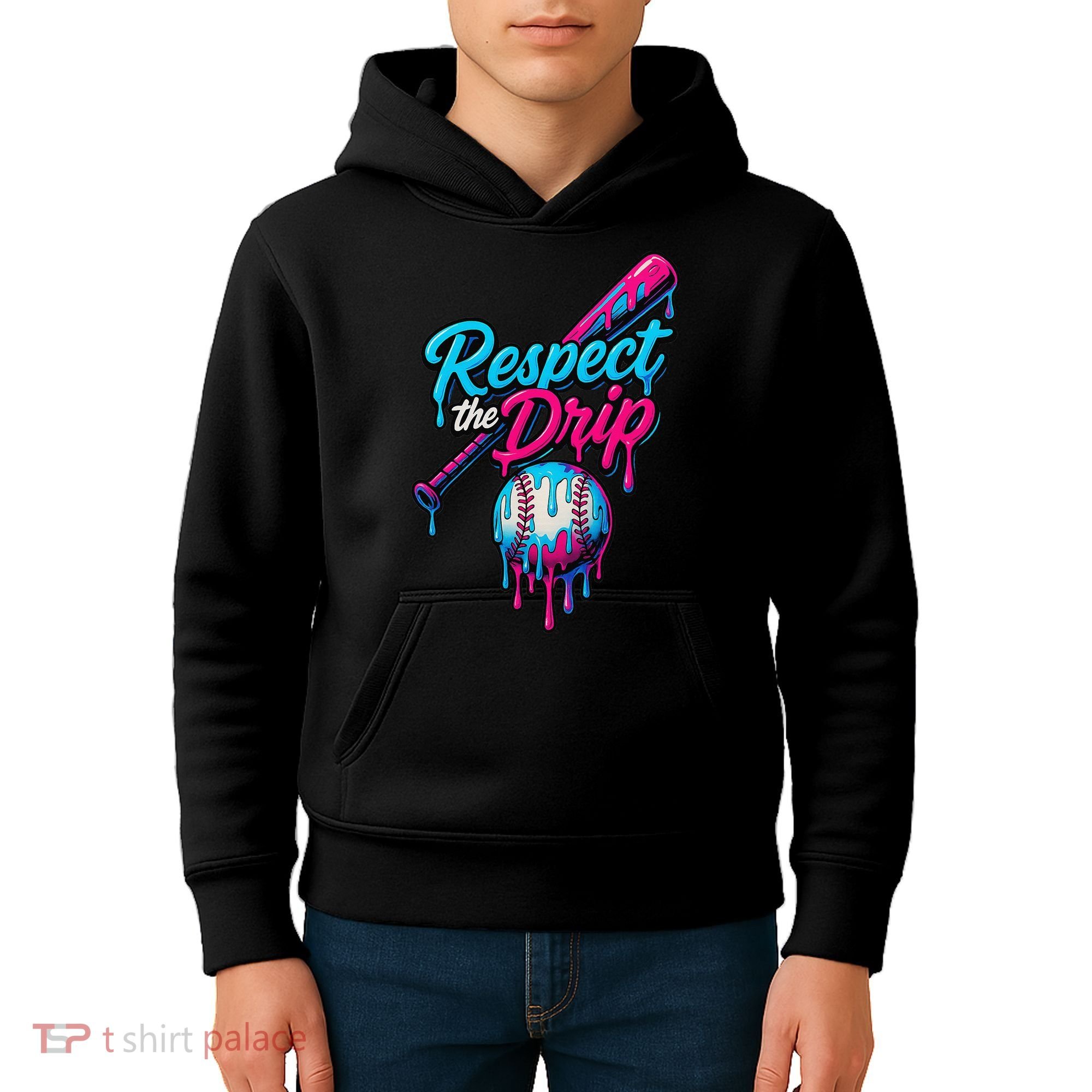Baseball Drip Home Plate Sports Respect The Drip Kids Hoodie