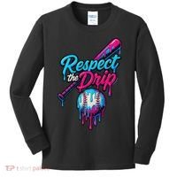 Baseball Drip Home Plate Sports Respect The Drip Kids Long Sleeve Shirt thumb 0