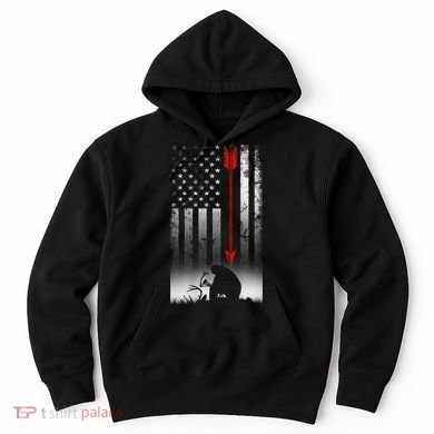 Bow Deer Hunting American Flag For Bow Hunting Hoodie