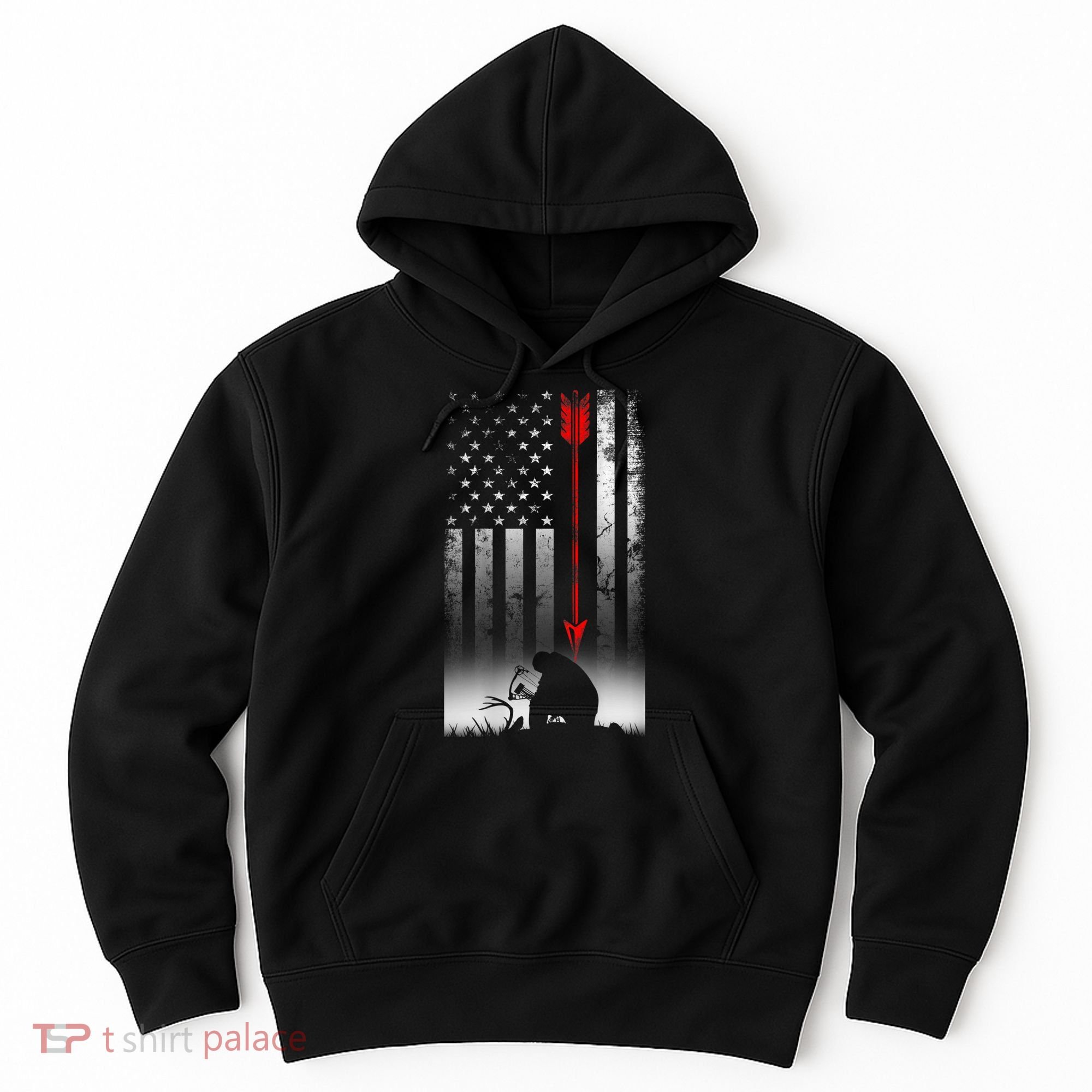 Bow Deer Hunting American Flag For Bow Hunting Hoodie
