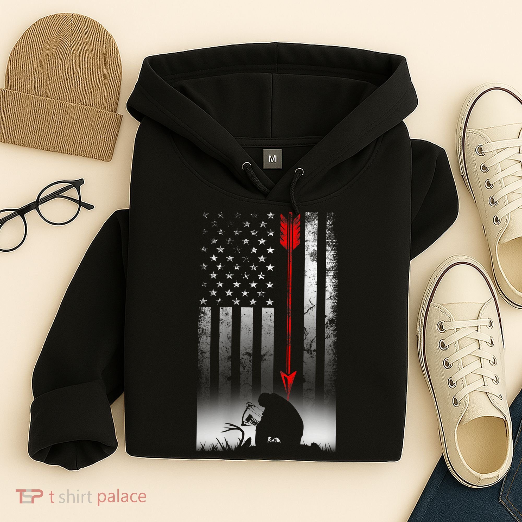 Bow Deer Hunting American Flag For Bow Hunting Hoodie