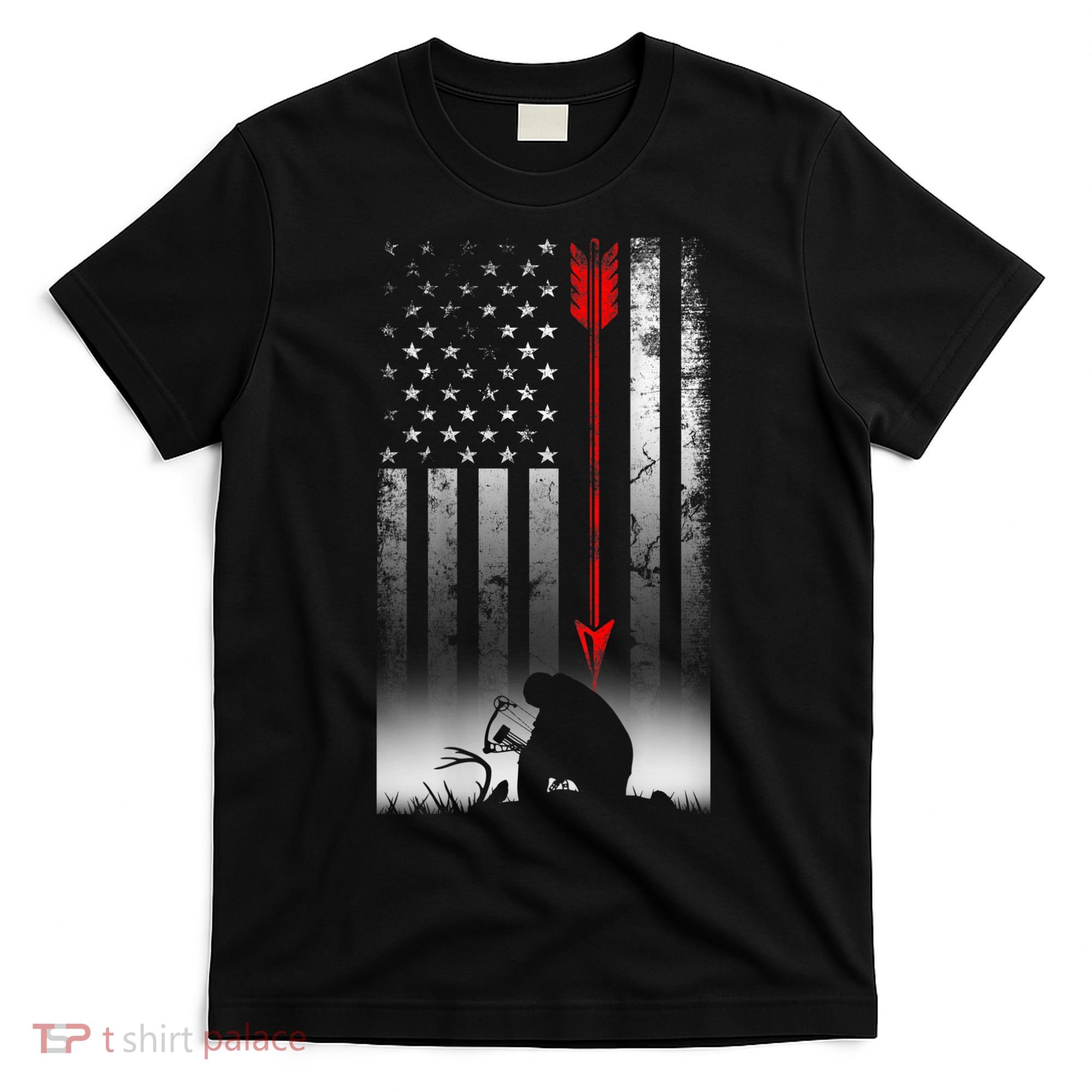 Bow Deer Hunting American Flag For Bow Hunting T-Shirt