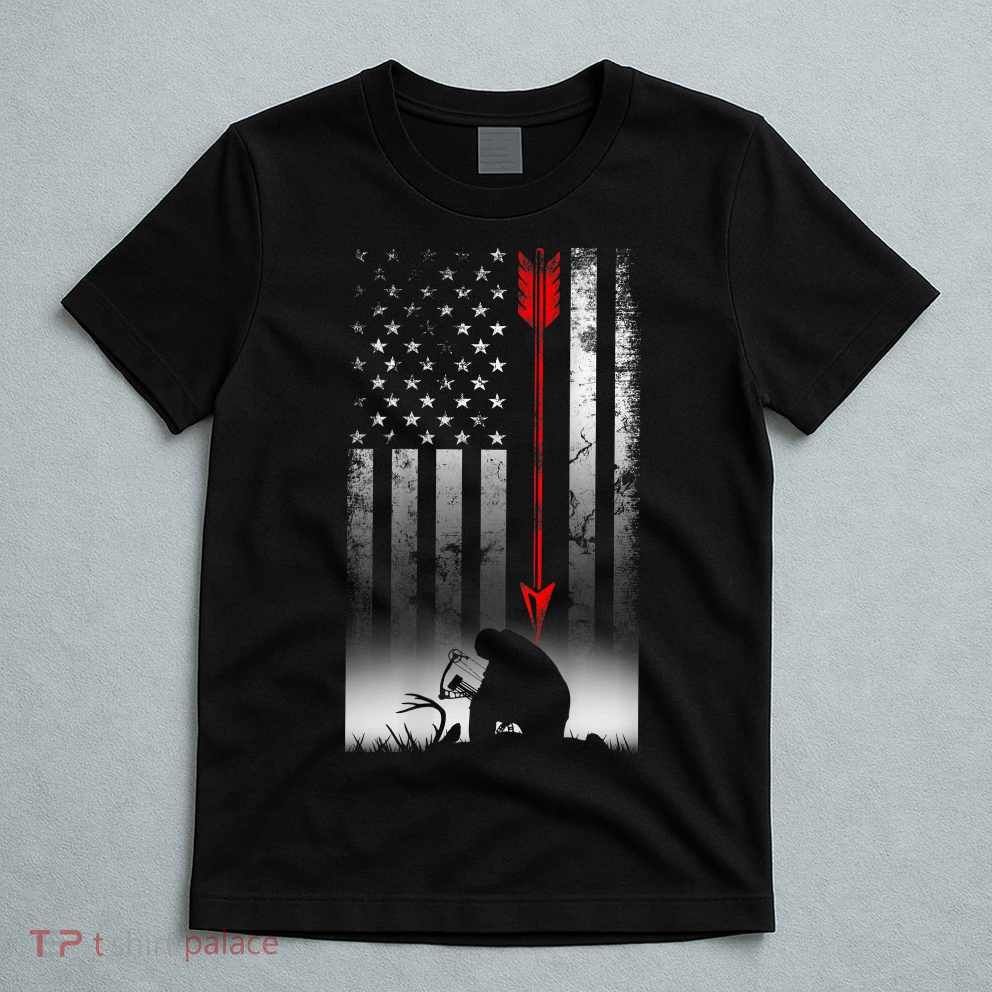 Bow Deer Hunting American Flag For Bow Hunting T-Shirt