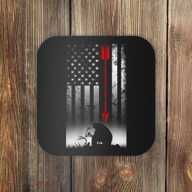 Bow Deer Hunting American Flag For Bow Hunting Coaster