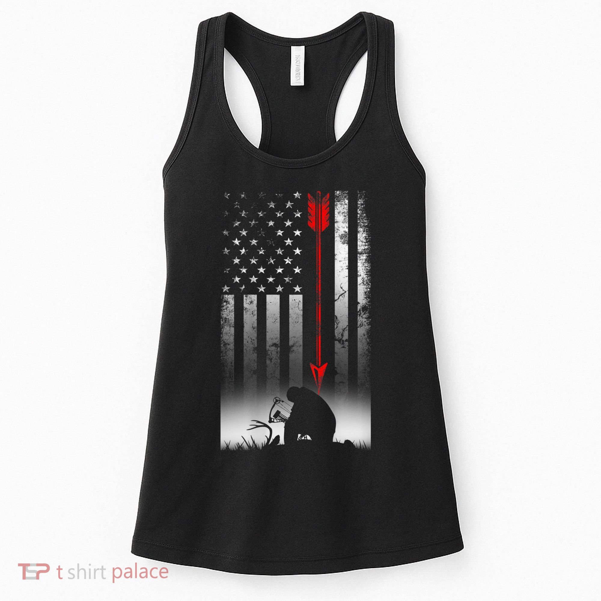 Bow Deer Hunting American Flag For Bow Hunting Women's Tank Top