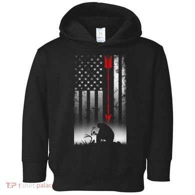 Bow Deer Hunting American Flag For Bow Hunting Toddler Hoodie