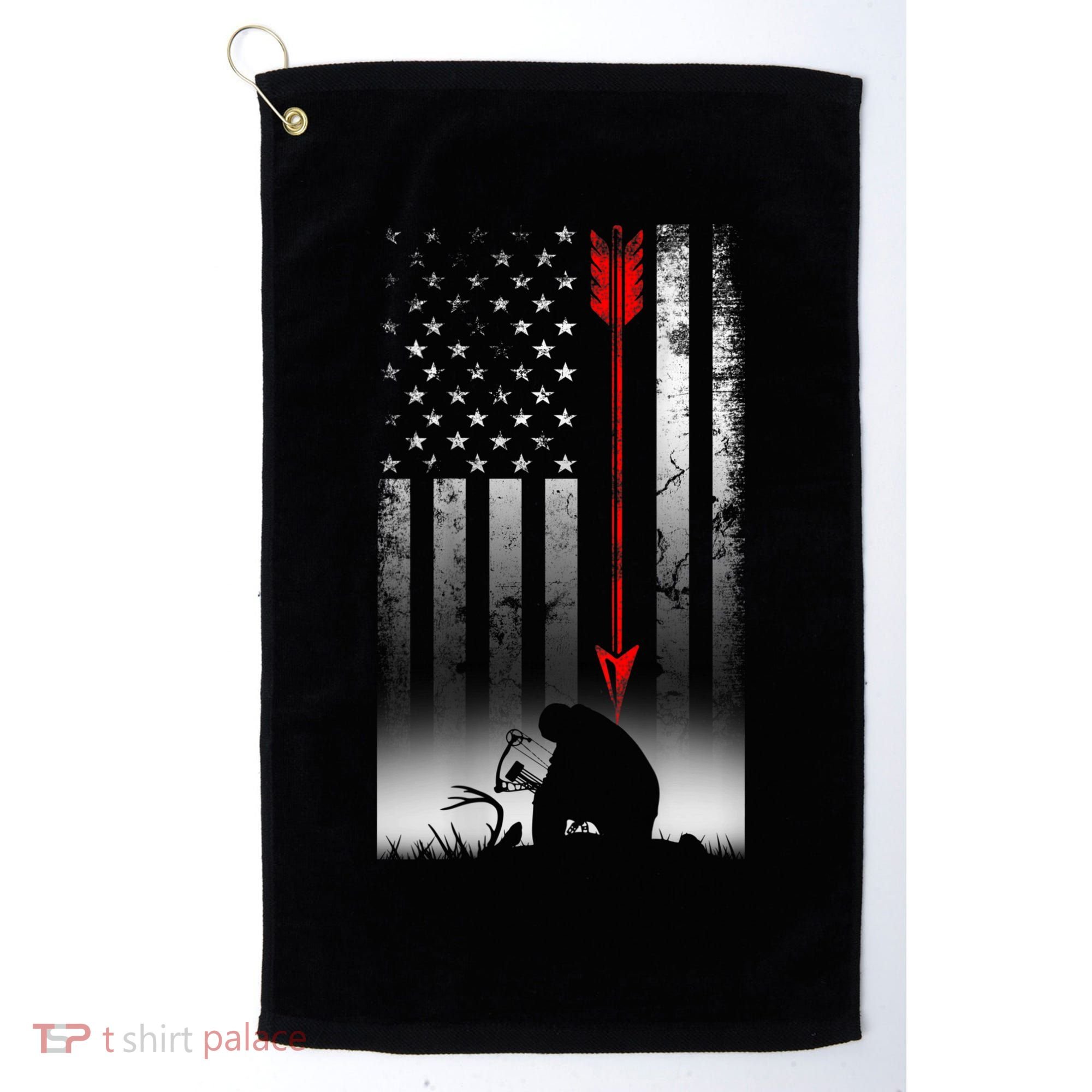 Bow Deer Hunting American Flag For Bow Hunting Golf Towel