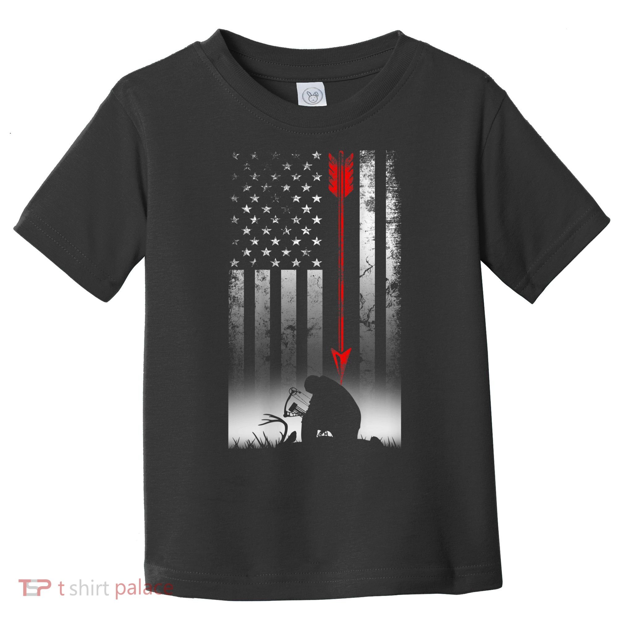 Bow Deer Hunting American Flag For Bow Hunting Toddler T-Shirt
