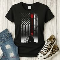 Bow Deer Hunting American Flag For Bow Hunting Women's T-Shirt thumb 3