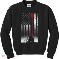 Bow Deer Hunting American Flag For Bow Hunting Kids Sweatshirt thumb 0