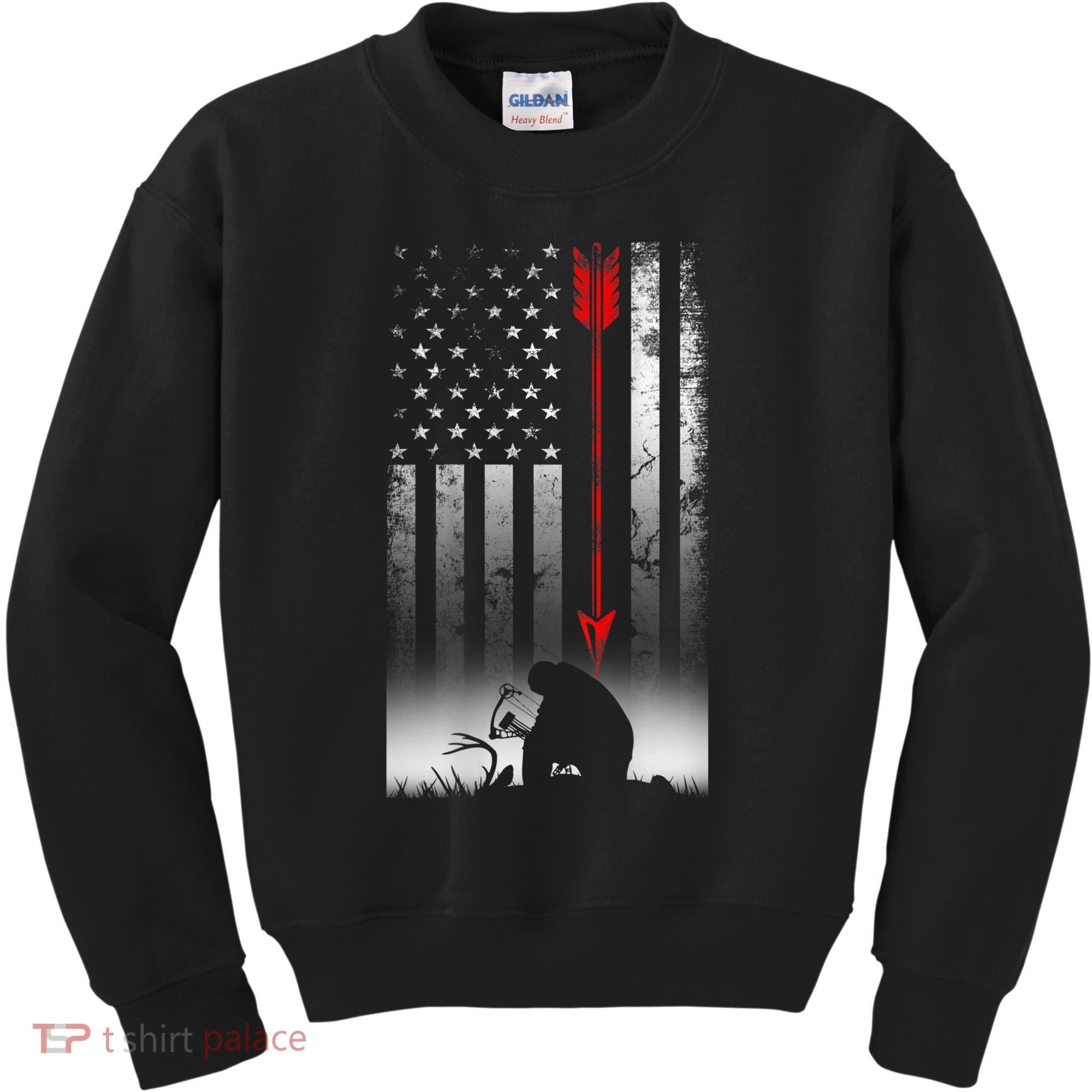 Bow Deer Hunting American Flag For Bow Hunting Kids Sweatshirt