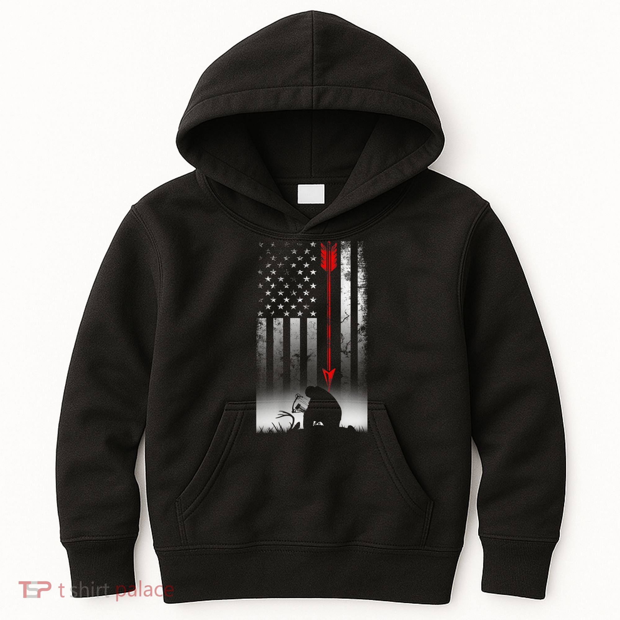 Bow Deer Hunting American Flag For Bow Hunting Kids Hoodie