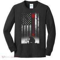 Bow Deer Hunting American Flag For Bow Hunting Kids Long Sleeve Shirt thumb 0