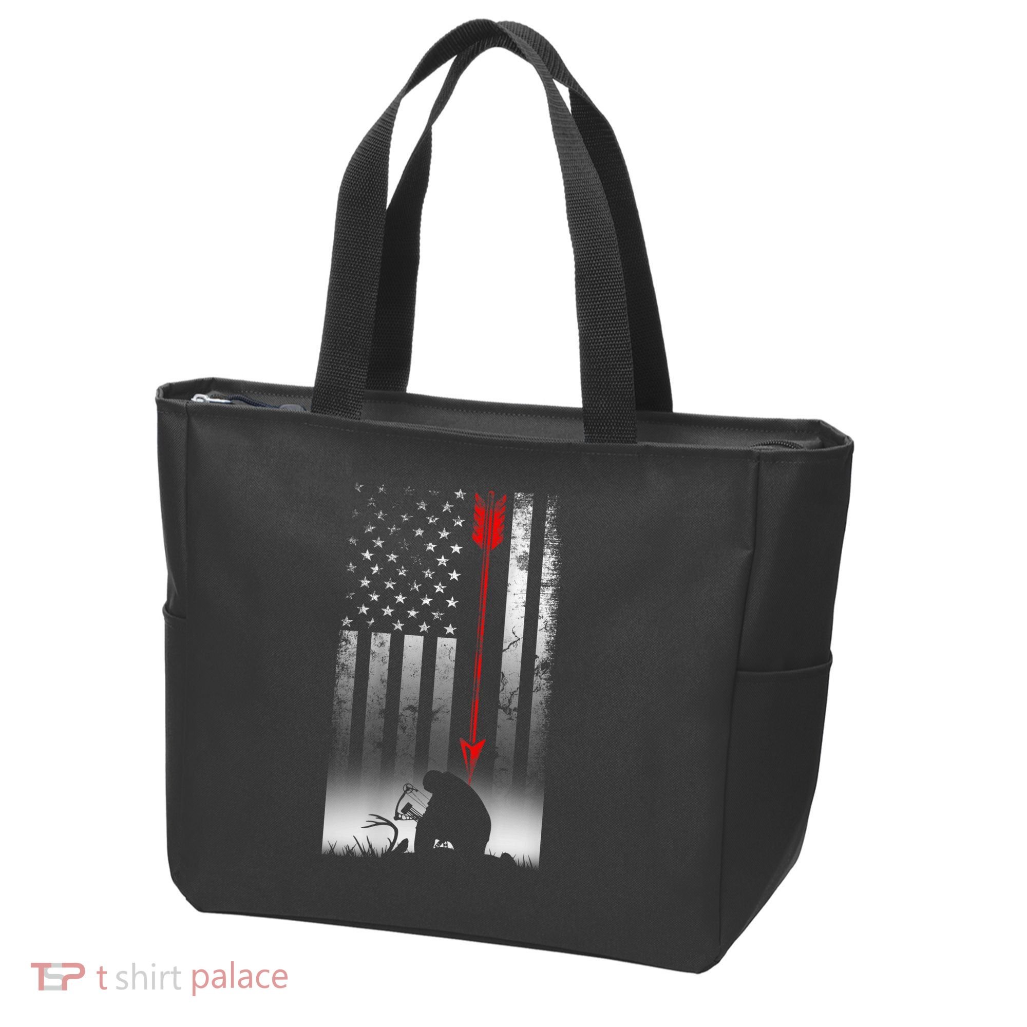 Bow Deer Hunting American Flag For Bow Hunting Tote Bag