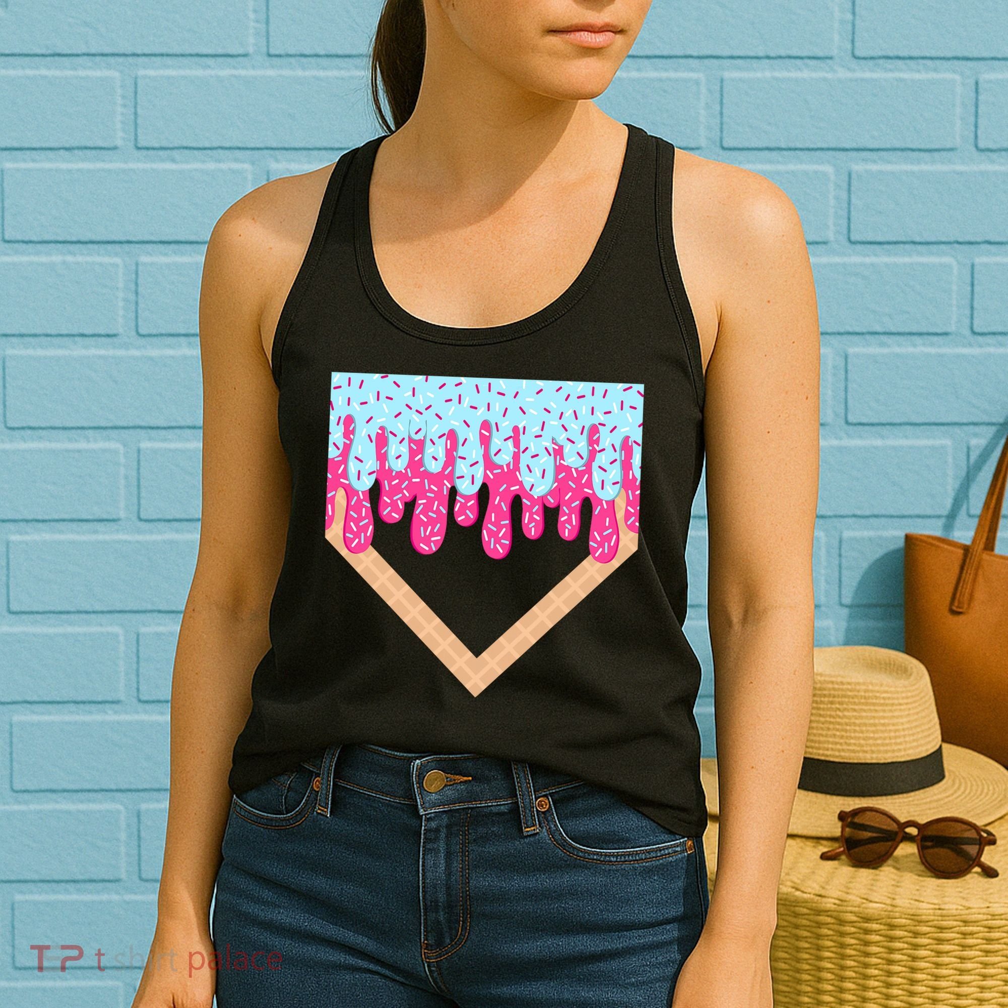 Baseball Drip Home Plate Ice Cream Sport Players & Fans Women's Tank Top