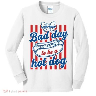 Bad Day Hot Dog Kids Long Sleeve Shirt