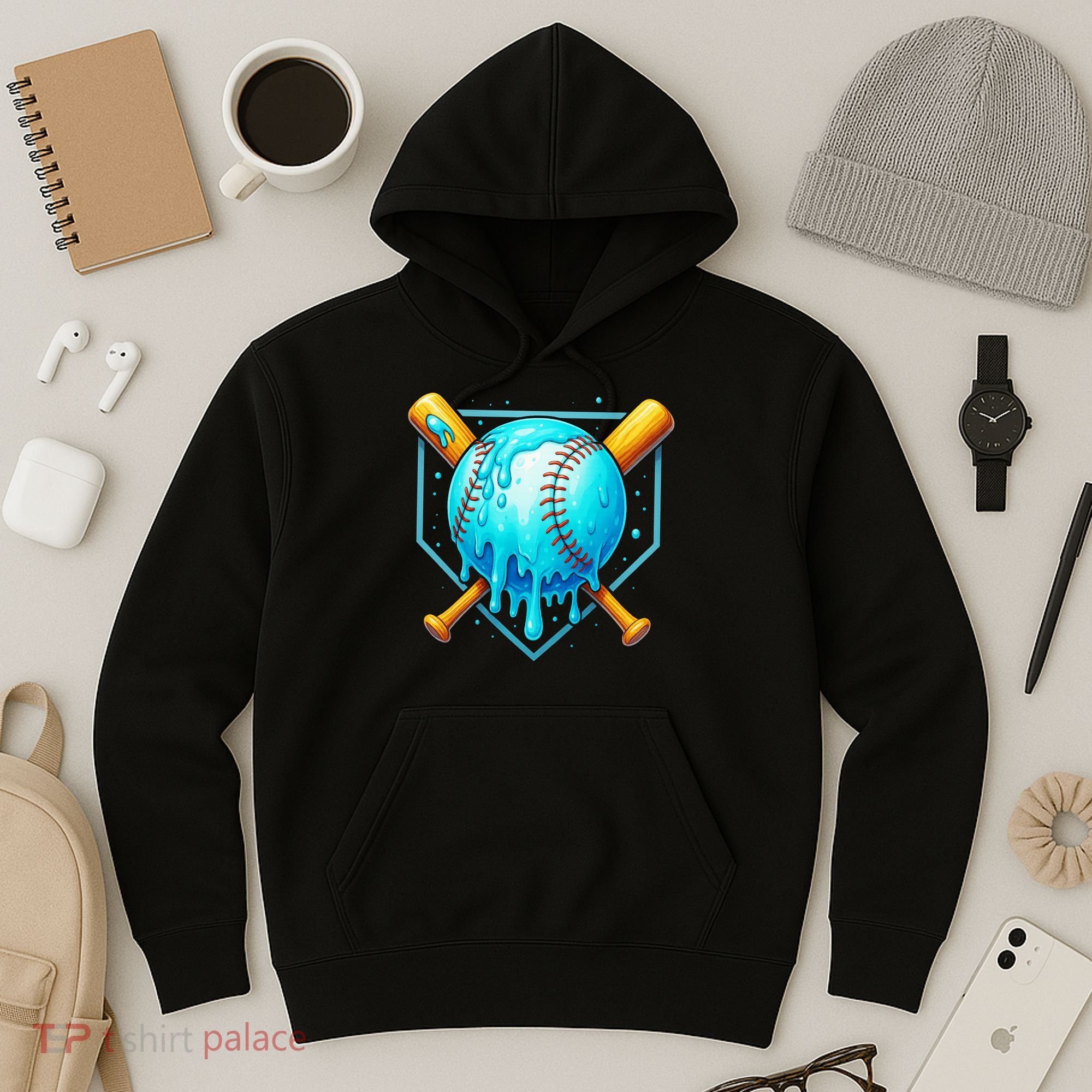 Baseball Drip Home Plate Ice Cream Hoodie