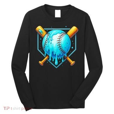 Baseball Drip Home Plate Ice Cream Long Sleeve Shirt
