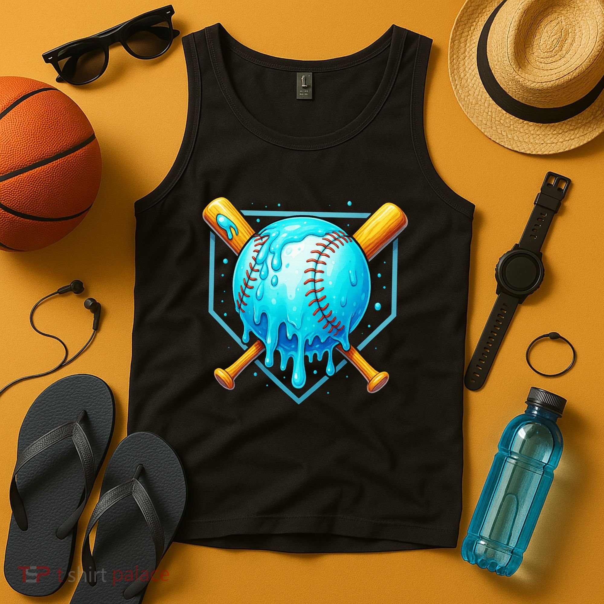Baseball Drip Home Plate Ice Cream Tank Top