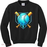 Baseball Drip Home Plate Ice Cream Kids Sweatshirt thumb 0