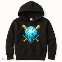 Baseball Drip Home Plate Ice Cream Kids Hoodie thumb 0