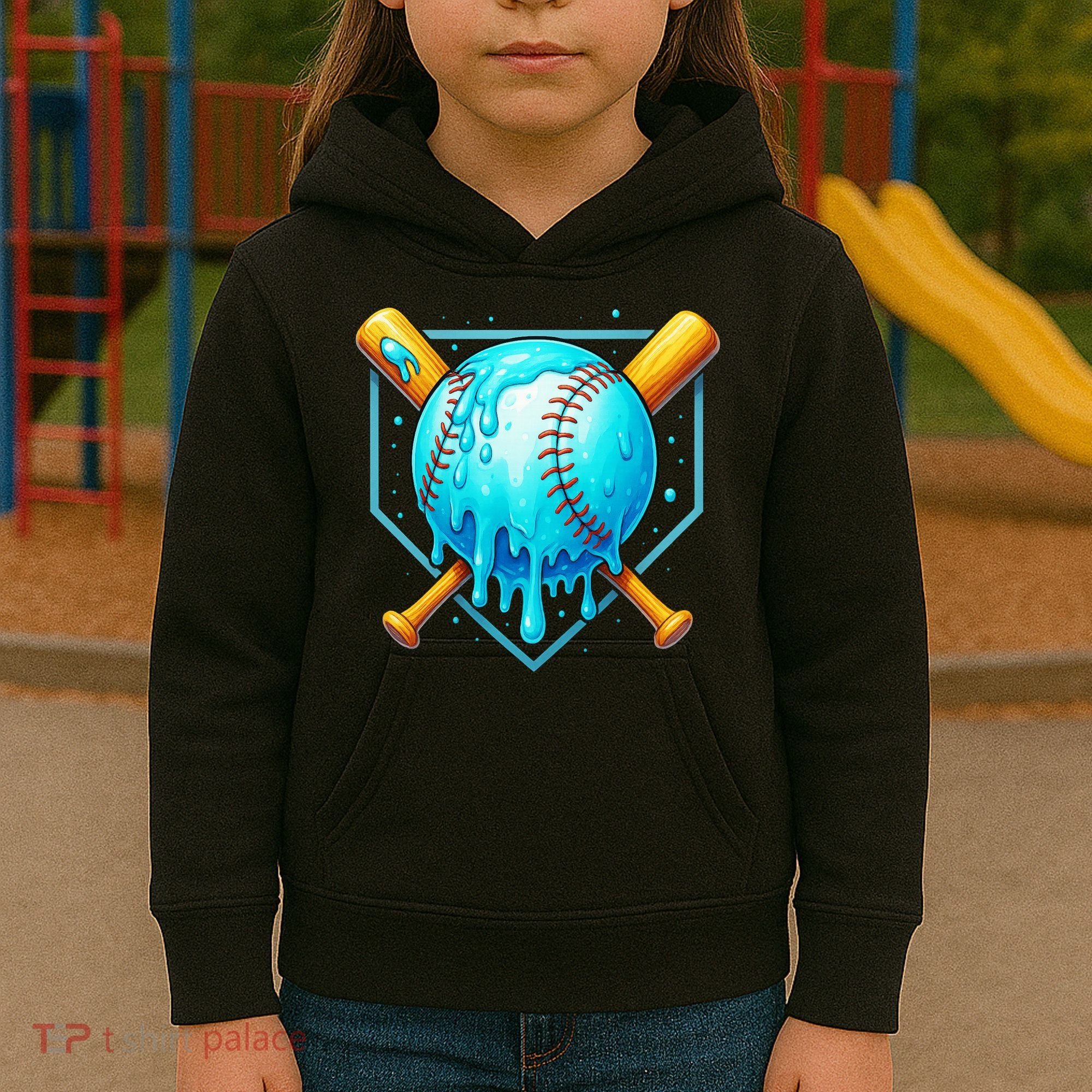 Baseball Drip Home Plate Ice Cream Kids Hoodie