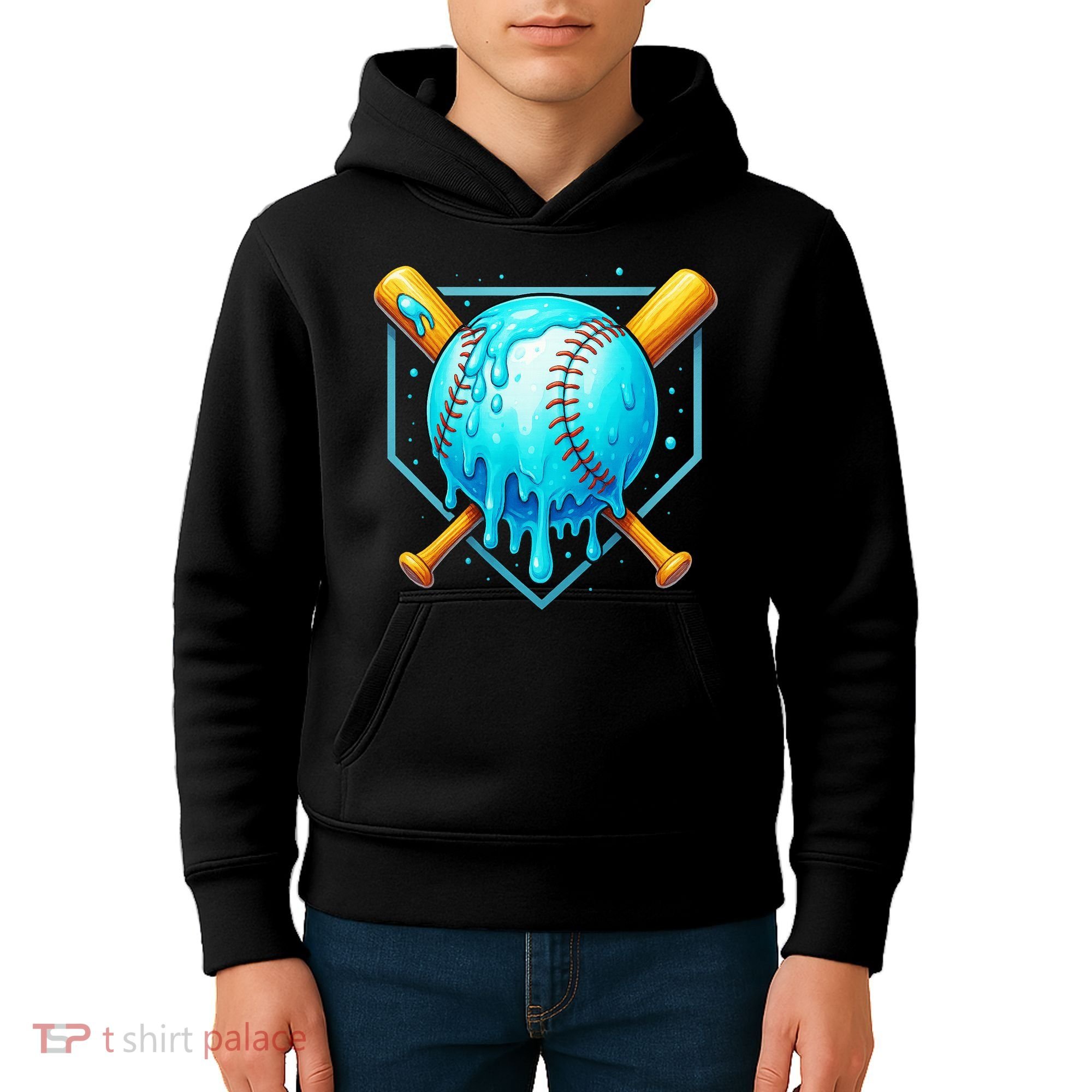 Baseball Drip Home Plate Ice Cream Kids Hoodie