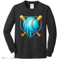 Baseball Drip Home Plate Ice Cream Kids Long Sleeve Shirt thumb 0