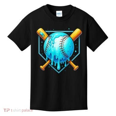 Baseball Drip Home Plate Ice Cream Kids T-Shirt